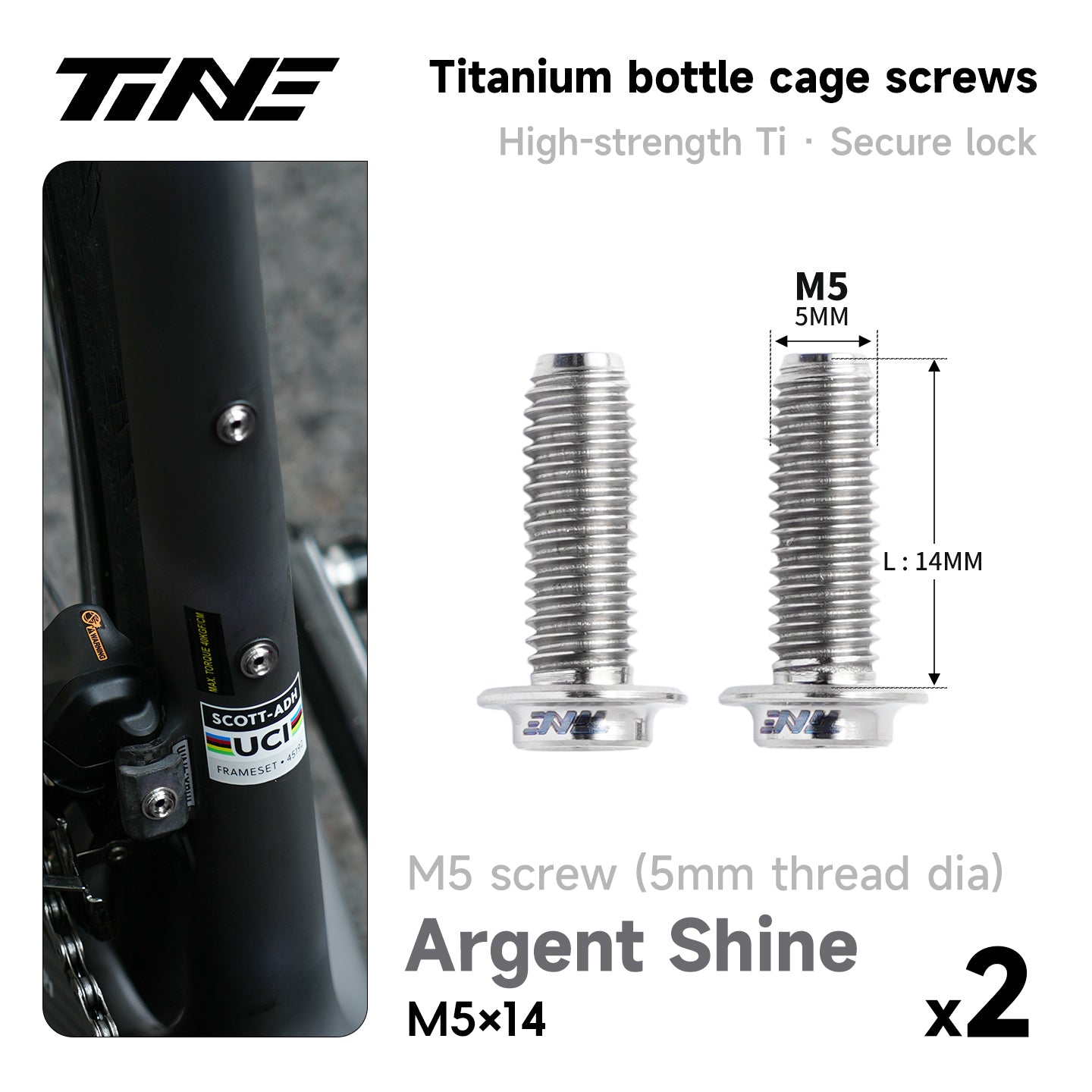 M5*10/14 | Hollow Titanium Alloy Water Bottle Cage Screws - Ultra-Light