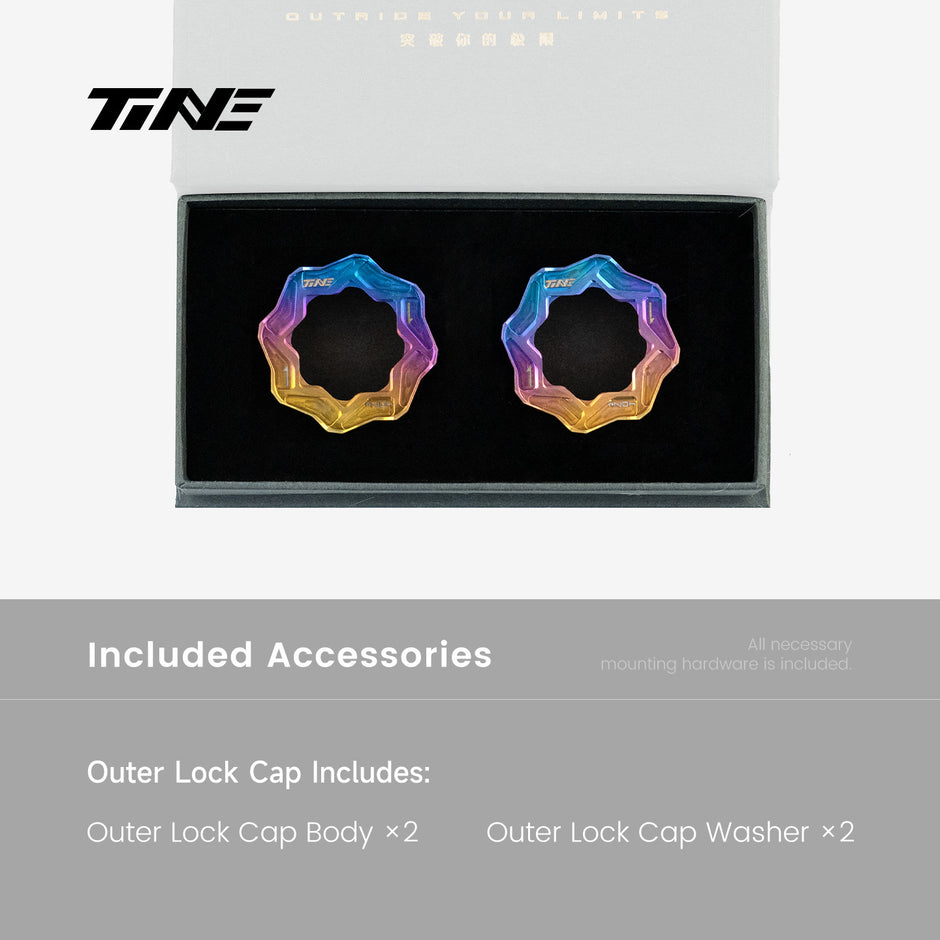 TiNE TECH pair of titanium roadbike center lock hubcap covers in branded box