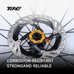 TiNE titanium roadbike brake disc with gold lock cap, corrosion-resistant