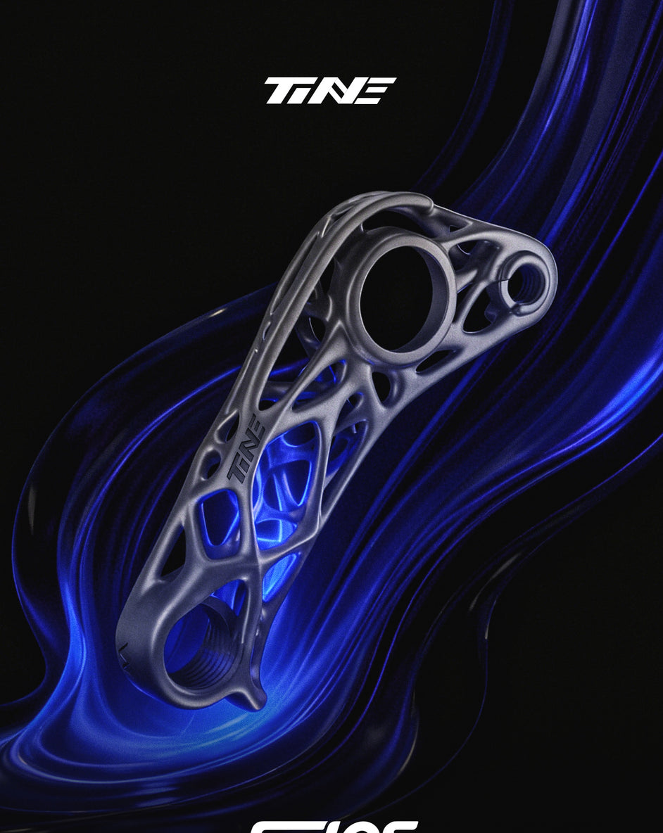 TiNE ECLOS titanium derailleur hanger with sleek design