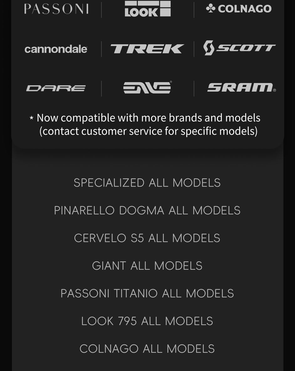 UDH compatible model list featuring Cervelo S5 Giant Passoni Titanio and Look 795 tested for bumpy and complex terrain conditions