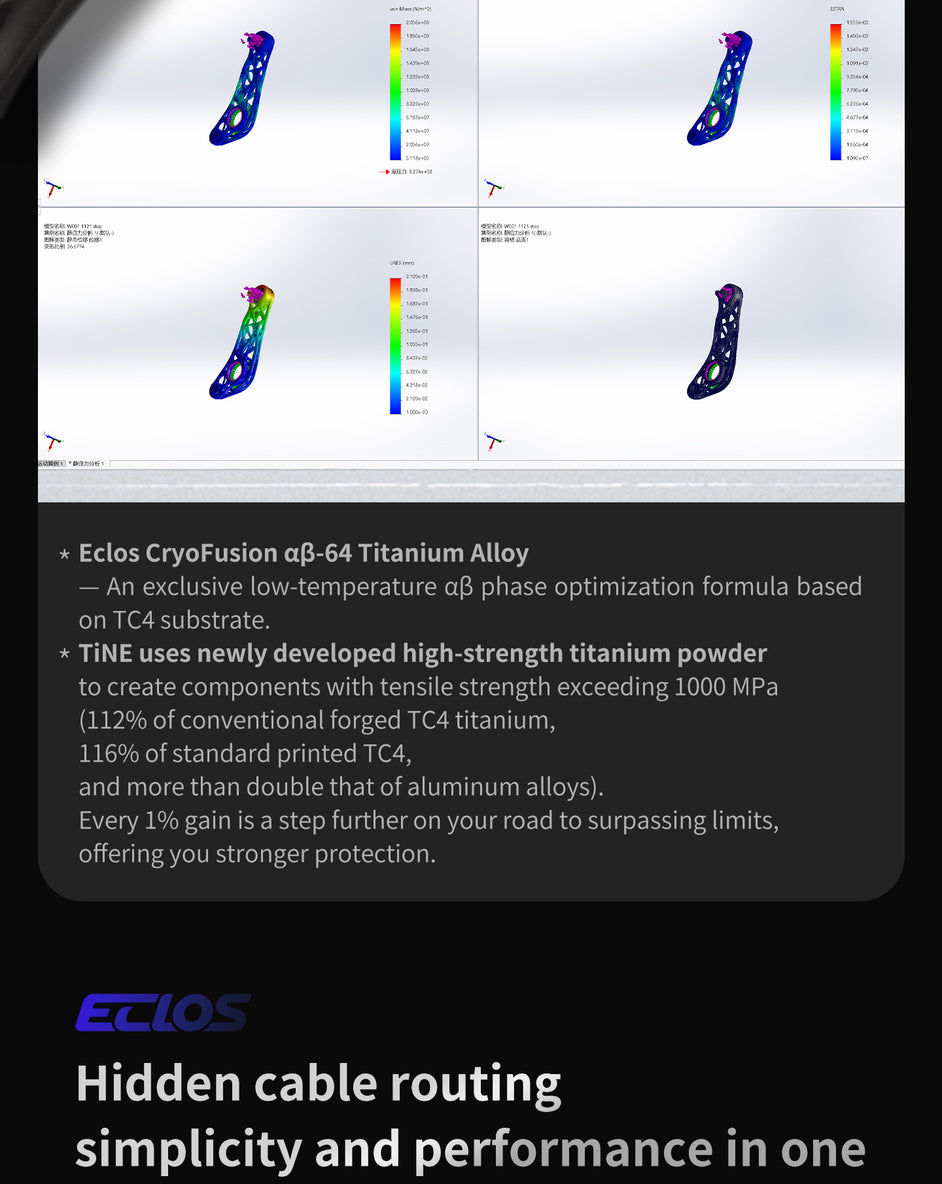 TiNE TECH UDH titanium derailleur hanger stress analysis visualization