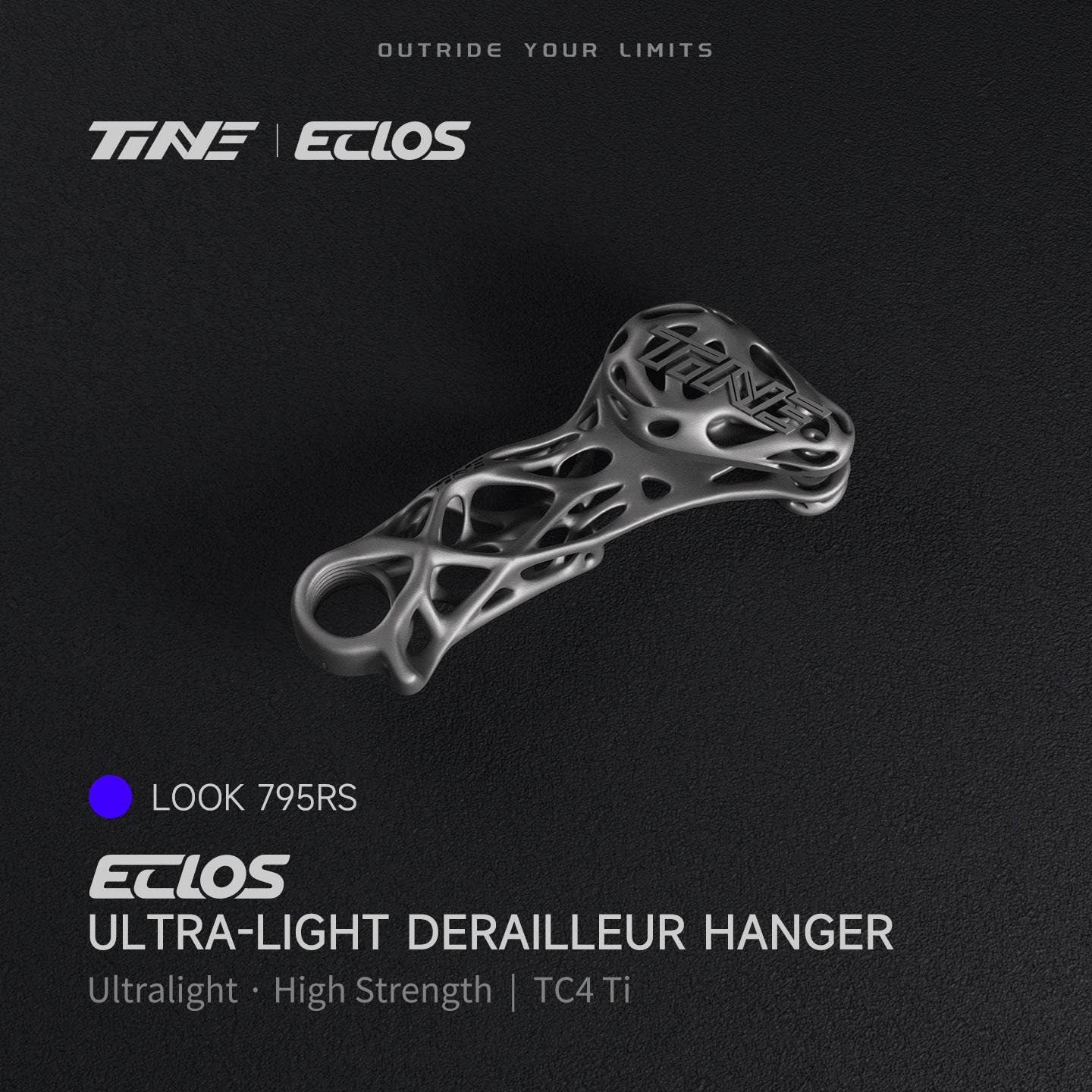 Silver titanium derailleur hanger with lattice design for Look 795RS