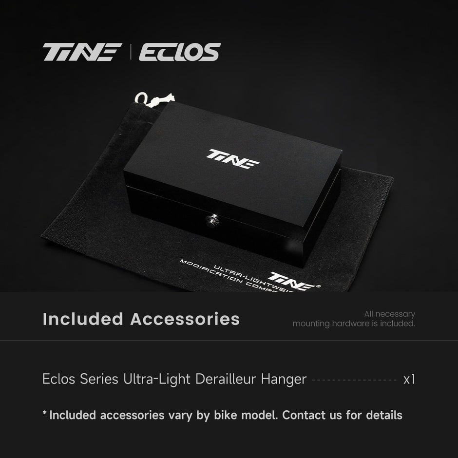 TiNE ECLOS derailleur hanger packaged in branded box with accessories