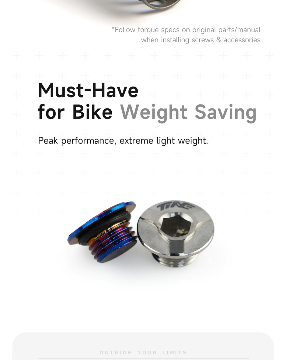TiNE TECH Titanium ultra-light Shimano lever bleed port screw with colorful accents