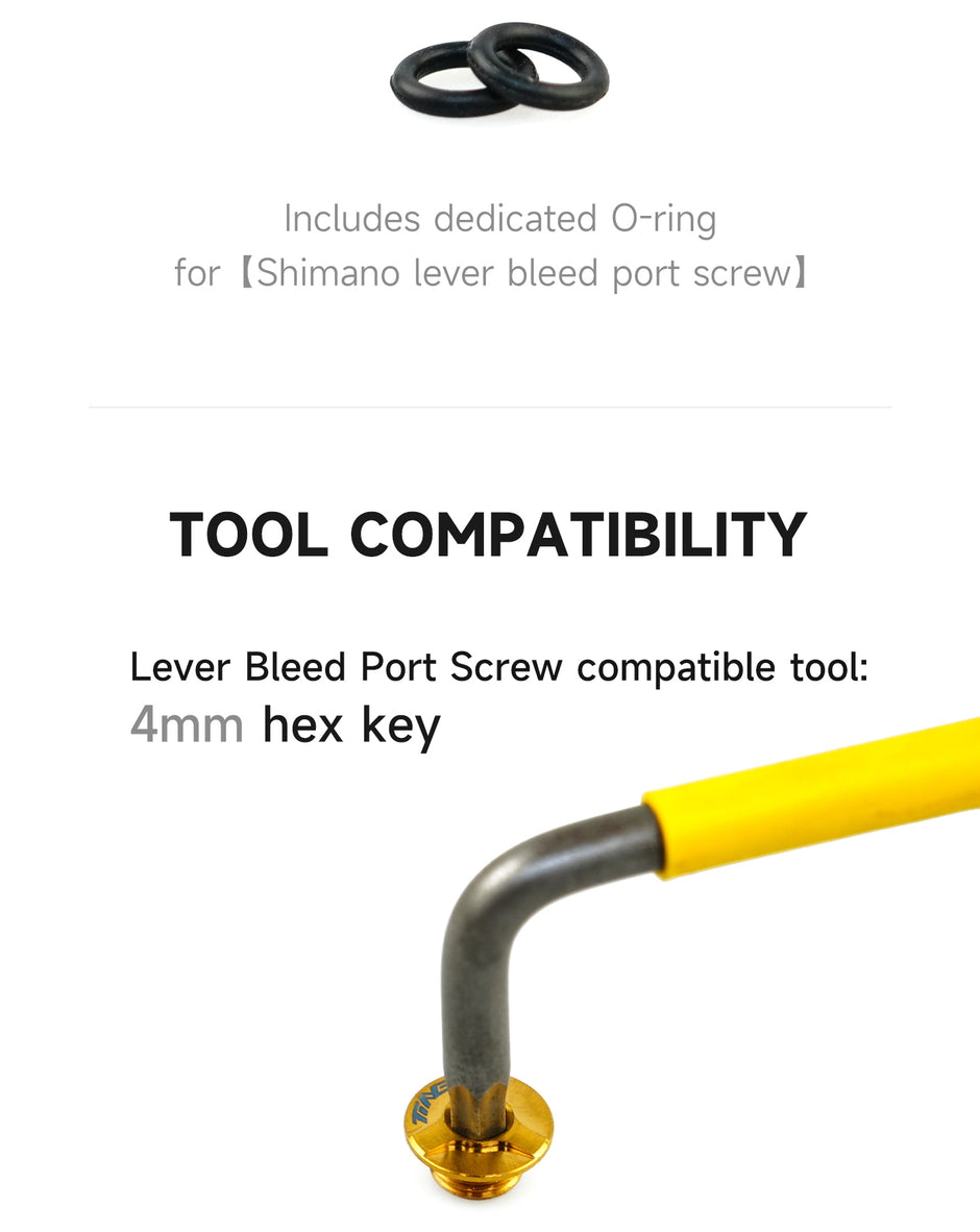TiNE Shimano lever bleed port screw - includes dedicated O-ring & compatible tool