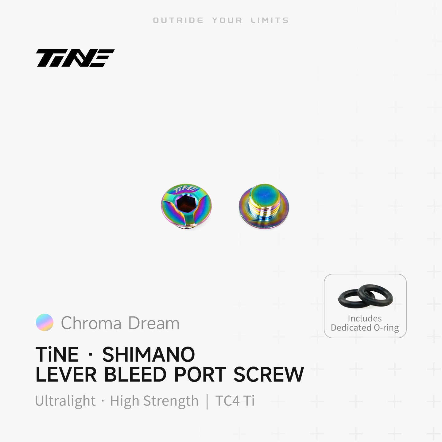 TiNE Shimano lever bleed port screw pair, TC4 Ti ultralight, Chroma Dream, includes O-ring