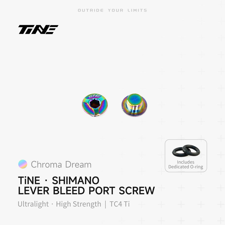 TiNE Shimano lever bleed port screw pair, TC4 Ti ultralight, Chroma Dream, includes O-ring
