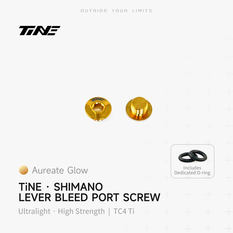 TiNE Tech Shimano lever bleed port screw - Titanium ultra-light, Aureate Glow, includes O-ring