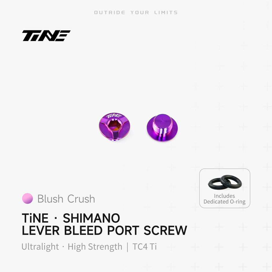 TiNE Shimano lever bleed port screw set, titanium ultra-light, blush crush hued design with O-ring