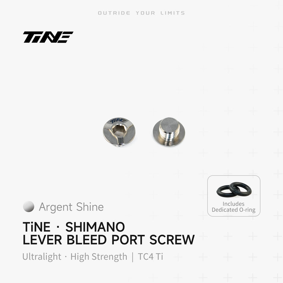TiNE Tech Shimano ultralight TC4 Ti bleed port screw set, argent shine, includes O-ring