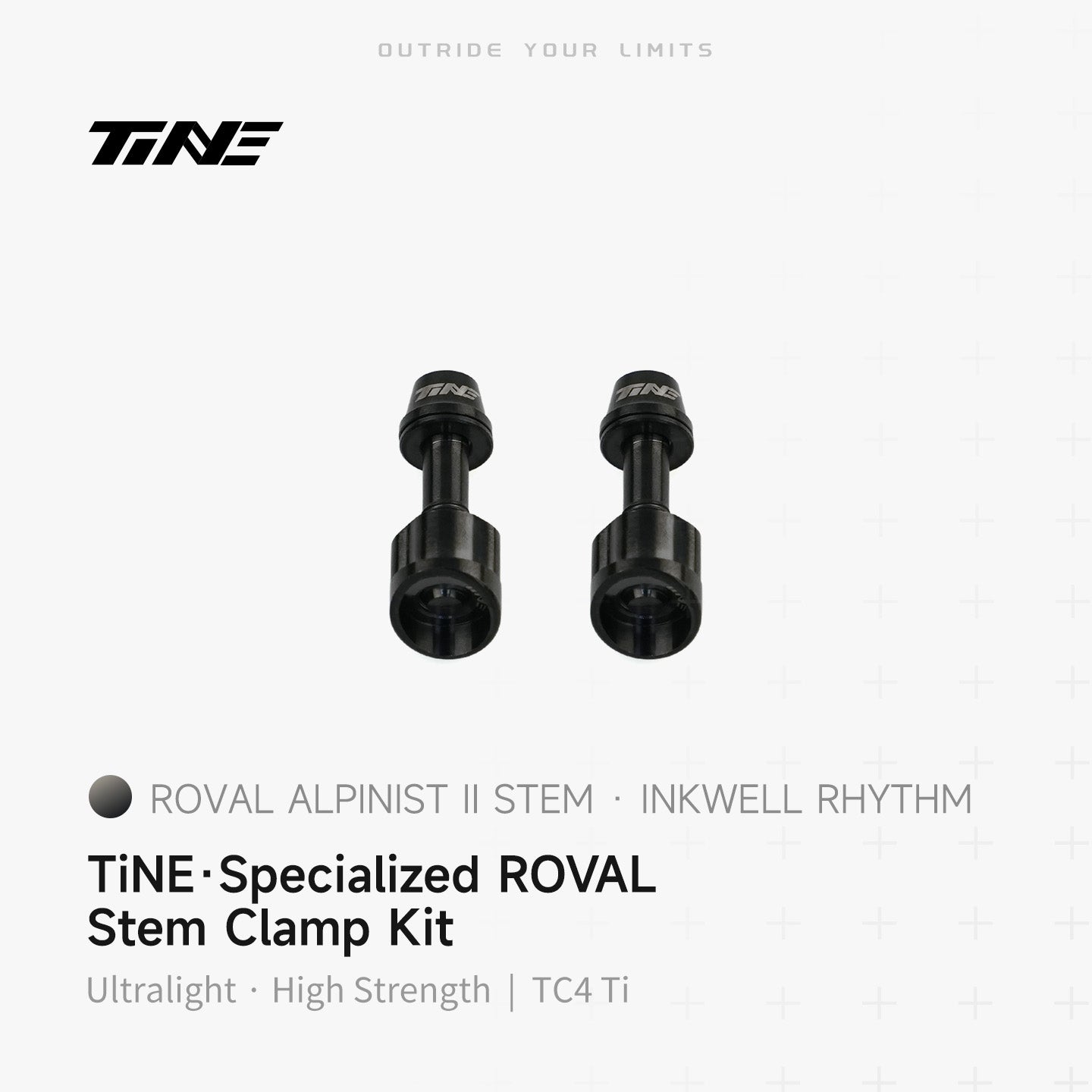 TiNE Specialized Roval Rapide integrated handlebar lock nuts in black titanium, Alpinist II clamp kit