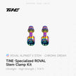 TiNE Specialized Roval Rapide integrated handlebar lock nuts in rainbow titanium, Alpinist II clamp kit