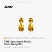 TiNE Specialized Roval Rapide integrated handlebar lock nuts in gold titanium, Alpinist II clamp kit