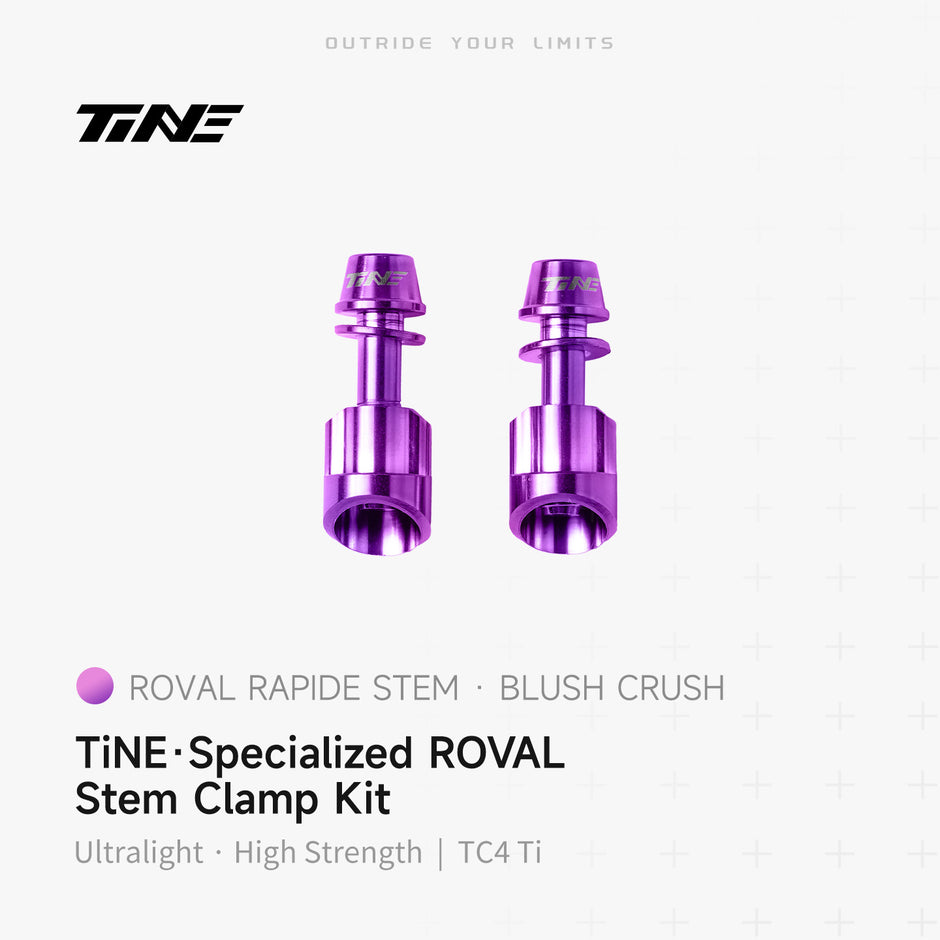 Specialized Roval Rapide stem clamp kit with blush crush colored titanium bolts
